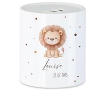 Tirelire pour enfant avec nom personnalisable, motif animal, cadeau pour fille et garçon, anniversaire, Noël, naissance et baptême - Tirelire en argent et exauceur de souhaits