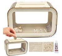 Tirelire pour enfants - Personnalisée - En bois - Pour garçons et filles - Avec nom - En acrylique - Avec lettres personnalisées de A à Z - Alphabet - Cadeau - Décoration