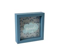 Tirelire pour Enfants, Style Nuage, 16 x 16 cm, Cadre Bleu avec Motif Arc-en-Ciel