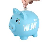 Tirelire pour filles & garçons, Tirelire pour enfants, Tirelire incassable, Tirelire personnalisée avec nom pour baptême, communion, confirmation, naissance (Bleu)