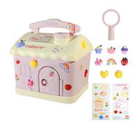 Tirelire pour Filles - Tirelire Enfants avec Clé, Boite Economie Originale pour Filles, Boite Argent Rose en Forme de Maison avec Autocollants DIY, Rentrée Scolaire, Cadeaux d'anniversaire Noël