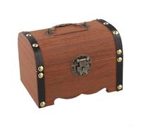 Tirelire sécurisée en bois avec serrure et clé pour l'épargne, pour enseigner aux enfants la responsabilité financière (A 14,5 x 10 x 9,5 cm)