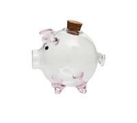 Tirelire transparente en forme de cochon - Tirelire en verre transparent - Pour filles et garçons - 7 x 6,5 x 1,2 cm