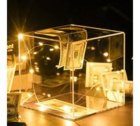 Tirelire Transparente pour Enfant, Grande Tirelire en Acrylique 18 x 18 x 18 cm, Non Ouvert Facture Monnaie Coin Money Box pour Adultes Garçons Filles Cadeau d'anniversaire, Lumière LED Décoration