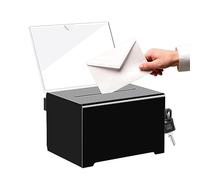 Tirelire verrouillable en acrylique avec clé : boîte de don en acrylique, boîte recommandée pour commentaires, dons et cartes de visite, noir (15,9 x 11,4 x 10,2 cm)