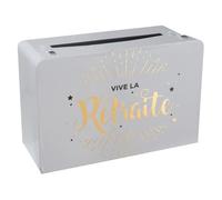 Tirelire Vive la retraite métallisée blanche et or