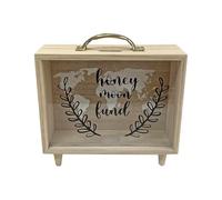 Tirelire Voyage/Rêve/Lune de Miel, Tirelire en Bois pour Pièces et Billets, Tirelire Adventure Boite a Pieces de Monnaie Tirelire avec Poignée, Tirelire Vacances Voyage pour Adultes Enfant