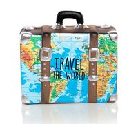 Tirelire Voyage Valise: Boite a sous Carte du Monde, Coffret céramique Ouverture Dessous, Caisse Argent Vacances, Cadeau Mariage, Anniversaire, Adulte, Enfant, 14 x 13 x 6 cm