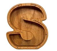 Tirelires en Bois avec Lettres de A à Z pour Enfant, Tirelire personnalisée avec 2 Autocollants Alphabet Transparents, Tirelire à Faire soi-même pour garçons et Filles, Cadeaux d'anniversaire de Noël