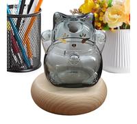 Tirelires en Verre pour Adultes | Petite Tirelire à Pièces Dorées - Pot à Monnaie Décoratif Forme de Chat pour Table de Toilette et Bibliothèque, Récipient à Pièces