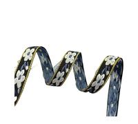 Tirer la ceinture. Ruban jacquard à petites fleurs, sangle en polyester, largeur 1,4 cm, 9 mètres, multicolore(White)