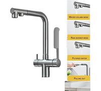 Tirer le robinet de cuisine vers le bas, double poignée, plusieurs modes d'eau, gris arme