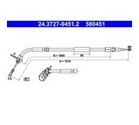 Tirette à câble, frein de stationnement ATE 24.3727-0451.2