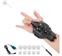 Tirette en toile d'araignée avec corde et lanceur, recharge USB, tireurs de toile d'araignée, jeu de rôle de super-héros, excellent cadeau pour homme et enfant (Noir) Taille unique