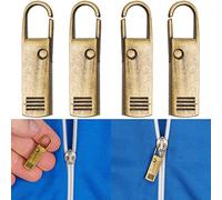 Tirettes de Réparation Fermeture Eclair, Lot de 4 Onglets Zip de Rechange Bronzes, Attache Fermeture Eclair Universelle Ouverture Ø 1 mm Manteau, Valise, Sac A Dos, Languette De Réparation Pour Zipper