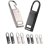 Tirettes de Réparation Fermeture Eclair, Tirette fermeture eclair remplacement, Tirette fermeture eclair, Valise, Sac A Dos, Languette De Réparation Pour Zipper (Noir/Argent)
