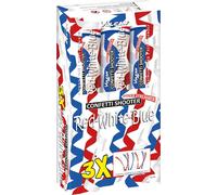 tireur de confettis en 3 parties - rouge, blanc, bleu - serpentins en papier - Tire à une distance de 5 à 8 mètres.