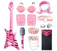 TirEurt Déguisement Rock Star pour enfants, costume punk gothique, rockstar, fête disco des années 80, costume d'Halloween Rockstar pour enfants, rose