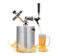 Tireuse à bière, 5 litres, en acier inoxydable 304, avec régulateur de pression de CO₂ et robinet fixe, anti-fuite, portable et facile à nettoyer, parfait pour un usage domestique et le camping