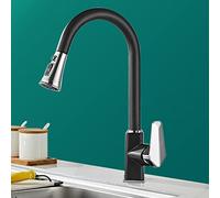 Tirez Le en Laiton pour l'eau Chaude Froide, évier avec Modes Doubles, Robinet de Cuisine, Noir