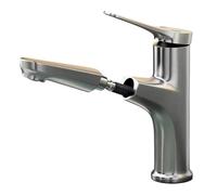 Tirez Le Robinet avec du Tuyau Robinet de Salle de Bain Robinet de Salle de Bain mélangeur de Salle de Bain Robinet Noir amélioration de la Maison (Tuyau Gris-avec)