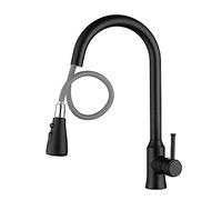 Tirez sur le mélangeur de cuisine Tap avec double spray Spout Hot et froid, à une seule poignée à un seul trou en laiton en laiton moderne, robinet d'évier avec pulvérisation de nickel 2 brossé