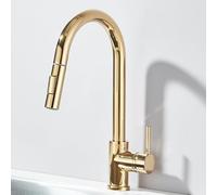 Tirez vers le bas du robinet de l'évier de la cuisine Tirez deux fonctions à une seule manche chaude et Colmixer Taps Deck monté, or poli Beauty Comes