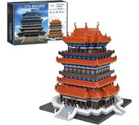 Tirff Guanque Tower Architecture Maquette, 2761Pcs Ancienne Scène de Rue Chinoise, Mini Nano Blocs, Set de Construction et Modèle de Collection pour Adultes, Adolescents, Non Compatible avec Lgo