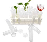 Tirifer 21 Pack 60ml Large Floral Tubes with Rack Holder for Milkweed Cuttings, Raising Caterpillars, Monarchs, Butterflies, Flower Arrangements