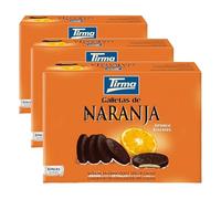 Tirma Biscuits à l'Orange enrobés de Chocolat Noir 200g | Snack Sucré et Végétarien | Idéal pour Goûter | Canaries (Lot de 3)