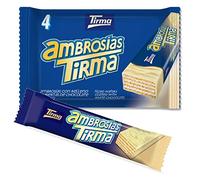 Tirma Gaufrettes au Chocolat Blanc 86g | 1 paquet cadeau - 4 gaufrettes emballées individuellement | Fourrées à la crème onctueuse | Sans OGM | Convient aux végétariens