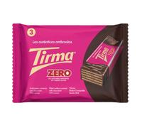 Tirma ZERO Gaufrettes Chocolat Noir 70% Cacao Sans Sucres Ajoutés 64,5 g | 3 portions x 21,5 g emballées individuellement | Sans OGM | En-cas végétarien emballé individuellement pour sac ou bureau
