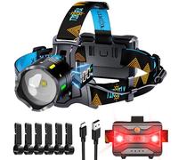 TIROFLX Lampe frontale à 12 modes 4000 avec détecteur de mouvement - Avertissement Z-oomable - Économie d'énergie - Plus de 95 heures en veille - Étanche IP65 et lumière frontale à 125° - Pour camping