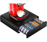 Tiroir à capsules de café HFHOME compatible avec Tassimo Capacité 64 dosettes - Support Tassimo et tiroir de rangement pour dosettes, organisateur de station de café au design anti-vibration - Noir