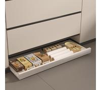 Tiroir à Ouverture par Pression Tiroir de Rangement Sous Placard Libérez Vos Mains, Tiroir à Glissière Sous Plinthe pour Salle de Bain, Tiroirs avec Loquet(White,WxD-60x30cm(23 5/8x11 3/4"))