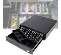 Tiroir caisse avec 4 compartiments pour pièces de monnaie et 5 porte-billets, en acier durable pour vente au détail et restaurants, option manuelle ou automatique