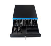 Tiroir-caisse HDWR HD-KW43, 7 compartiments pour billets et 4 compartiments pour pièces, spacieux et stable, fente supplémentaire, acier épais, dimensions 40,5 x 43 x 10 cm