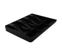 Tiroir-caisse Noir en ABS, 4 Compartiments Billets et 3 Sections Pièces | Attaches pour Billets, Comptage Simplifié, Organisation Sécurisée, Adapté aux Caisses Enregistreuses, Commerces Alimentaires