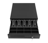 Tiroir-caisse Push - Ouverture par bouton pression, avec 8 compartiments à monnaie et 5 compartiments à billets (euro), verrouillable - Tiroir à caisse, tiroir à billets, tiroir - 42,5 x 40,5 x 10 cm