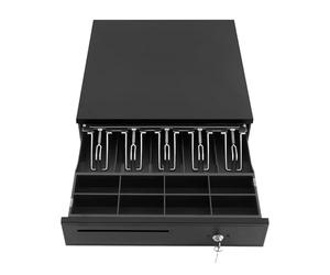 Tiroir-caisse Push - Ouverture par bouton pression, avec 8 compartiments à monnaie et 5 compartiments à billets (euro), verrouillable - Tiroir à caisse, tiroir à billets, tiroir - 42,5 x 40,5 x 10 cm