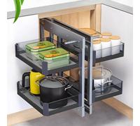 Tiroir Coulissant Cuisine, Organisateur D'armoire D'angle Aveugle avec 4 Paniers Rangement pour Placard Cuisine - Réglable en Hauteur - Compatible avec Ouverture à Gauche et à Droite(Color:900)