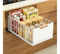 Tiroir coulissant cuisine, Organiseur de tiroirs profonds avec glissières de tiroir et poignée en bois, Télescopique à tirer en métal pour armoires de cuisine Organiseur - 40x25×18CM