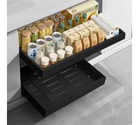 Tiroir coulissant, tiroir rétractable, tiroir coulissant cuisine,plateau coulissant placard cuisine,organisateur de cuisine, extensible de 32 à 52 cm, aucun perçage requis (noir)