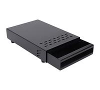 Tiroir de boîte à café en acier inoxydable, boîte à marc de café épaissie avec tiroir amovible et bâton de frappe amorti en caoutchouc pour machine à café expresso domestique ou ca (Noire)