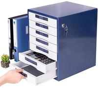 Tiroir de bureau - Armoire à 7 tiroirs/fournitures de bureau, rangement de bureau/boîte de rangement de bijoux, verrouillage de sécurité for protéger la vie privée(Blue)