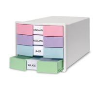 HAN Boîte de rangement Impuls 2.0 – 4 tiroirs A4/C4, étiquettes, verrouillage, pieds en caoutchouc