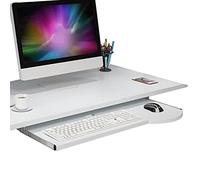 Tiroir de clavier réglable - Support de clavier extractible pour bureau sous la table Plateau de clavier en bois avec glissières coulissantes Capacité de charge 24 kg Design gain de place