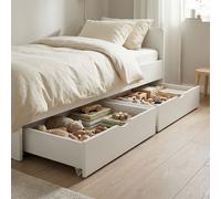 Tiroir de Lit Boîte rangement pour lit avec roulettes blanc en Bois Homestyle4u