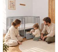 Tiroir de rangement à roulettes pour lit évolutif Gris