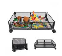 Tiroir de rangement pliable sous le lit-MENGDA-Pour chaussures, vêtements-Avec roulettes-Facile à installer-60*40*17cm-Noir